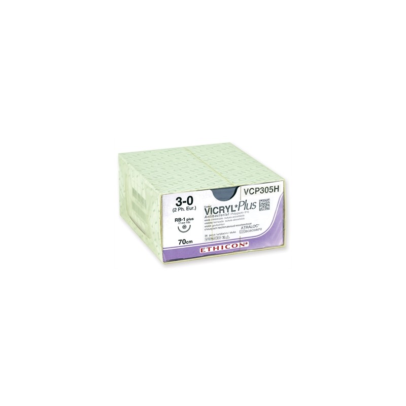 SUTURA ASSORBIBILE ETHICON VICRYL PLUS - 3/0 ago 17 mm - intrecciata