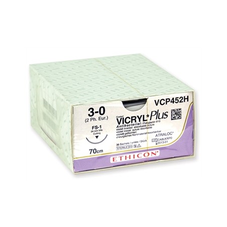 SUTURA ASSORBIBILE ETHICON VICRYL PLUS - 3/0 ago 24 mm - intrecciata