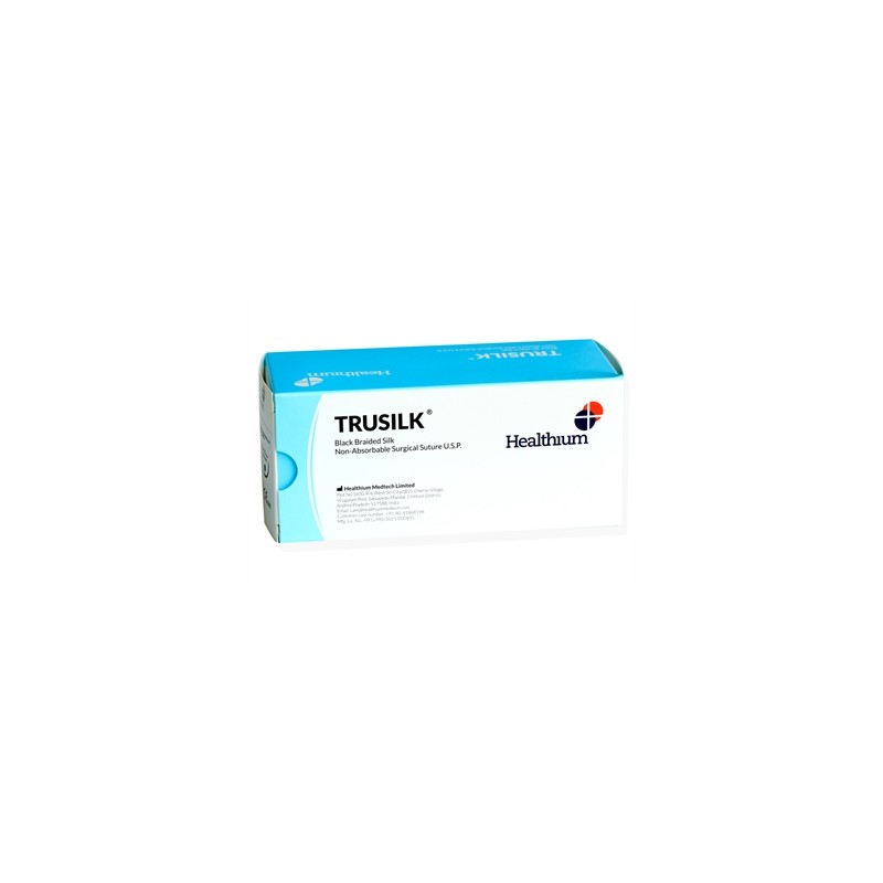 SUTURA NON ASS. TRUSILK calibro 2/0, curva 1/2, ago 19 mm - 75 cm - nero