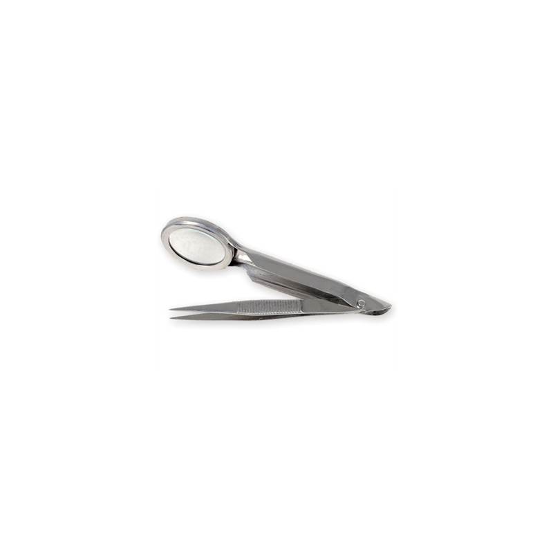 PINZETTA CON LENTE INGRANDIMENTO 2X - 8 cm