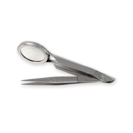 PINZETTA CON LENTE INGRANDIMENTO 2X - 8 cm
