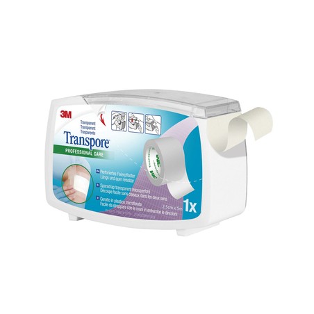 TRANSPORE 3M - 2,5cmx5m - bianco con dispenser - 1527NP-1SD