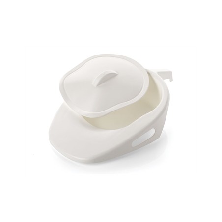 PADELLA A PANTOFOLA CON MANICO E COPERCHIO 1500 ml - bianca - plastica