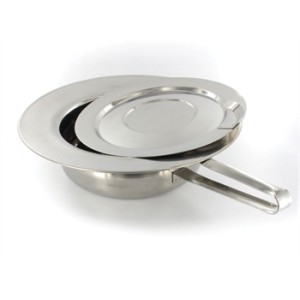 PADELLA IN ACCIAIO INOX CON COPERCHIO - 320 x 85 mm - con manico