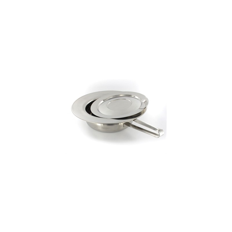 PADELLA IN ACCIAIO INOX CON COPERCHIO - 320 x 85 mm - con manico
