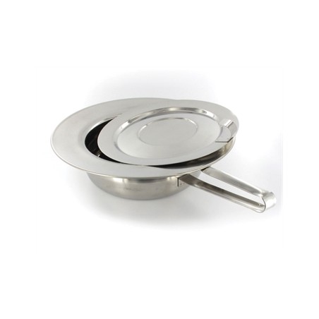 PADELLA IN ACCIAIO INOX CON COPERCHIO - 320 x 85 mm - con manico