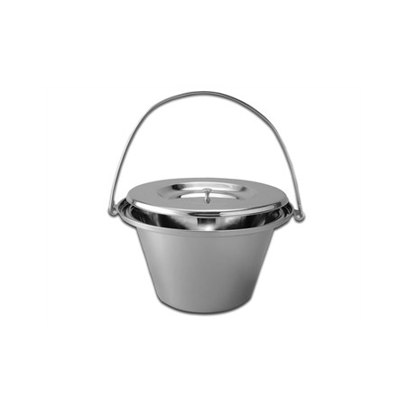 SECCHIO PER COMODE IN ACCIAIO INOX con coperchio - 5 litri