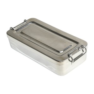 SCATOLA ACCIAIO INOX - 20x10x4 cm - con manici