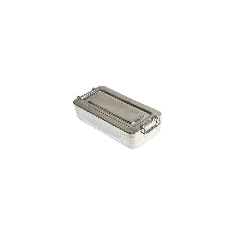 SCATOLA ACCIAIO INOX - 20x10x4 cm - con manici