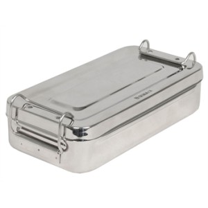 SCATOLA INOX 20x10x4,5cm - con manici