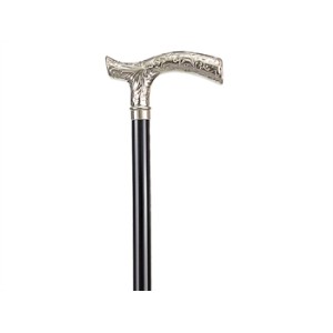 BASTONE IN LEGNO "LEONARDO" - manico a T in metallo inciso