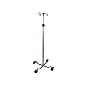 ASTA PORTAFLEBO SU PIANTANA A 4 RUOTE - acciaio inox - 4 ganci di acciaio inox