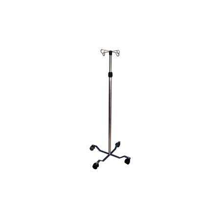 ASTA PORTAFLEBO SU PIANTANA A 4 RUOTE - acciaio inox - 4 ganci di acciaio inox