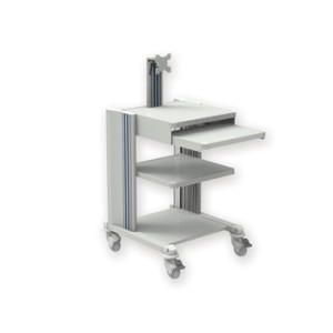 CARRELLO PRO - 2 ripiani, tastiera, supp. monitor, cassetto