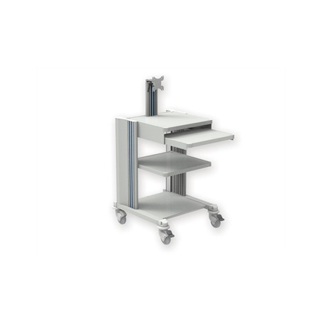 CARRELLO PRO - 2 ripiani, tastiera, supp. monitor, cassetto